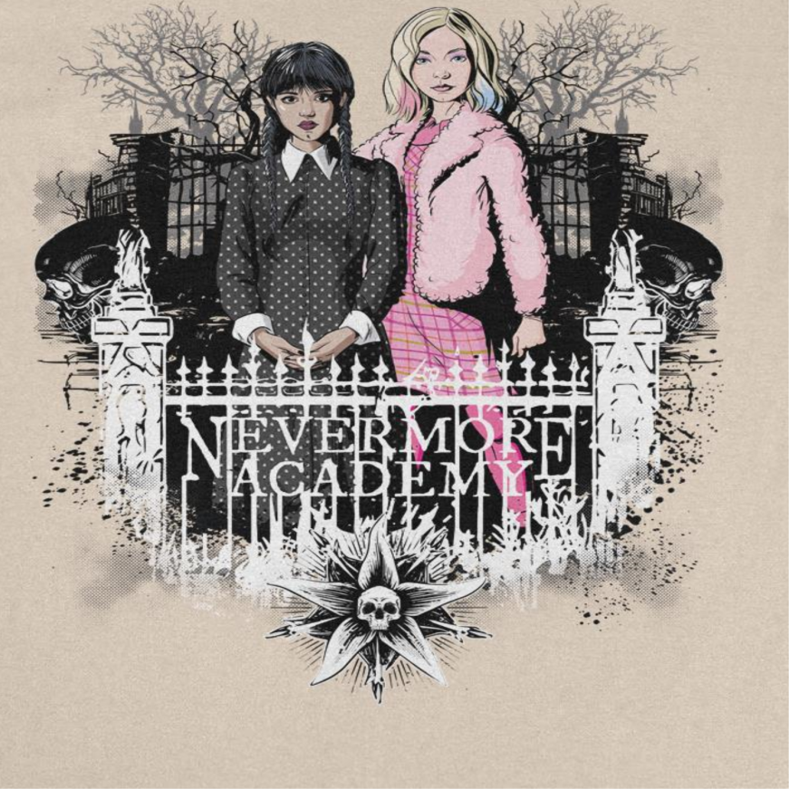 Wednesday Addams Shirt - Nevermore Academy Gate Graphic Tee - Unisex Netflix Merch
