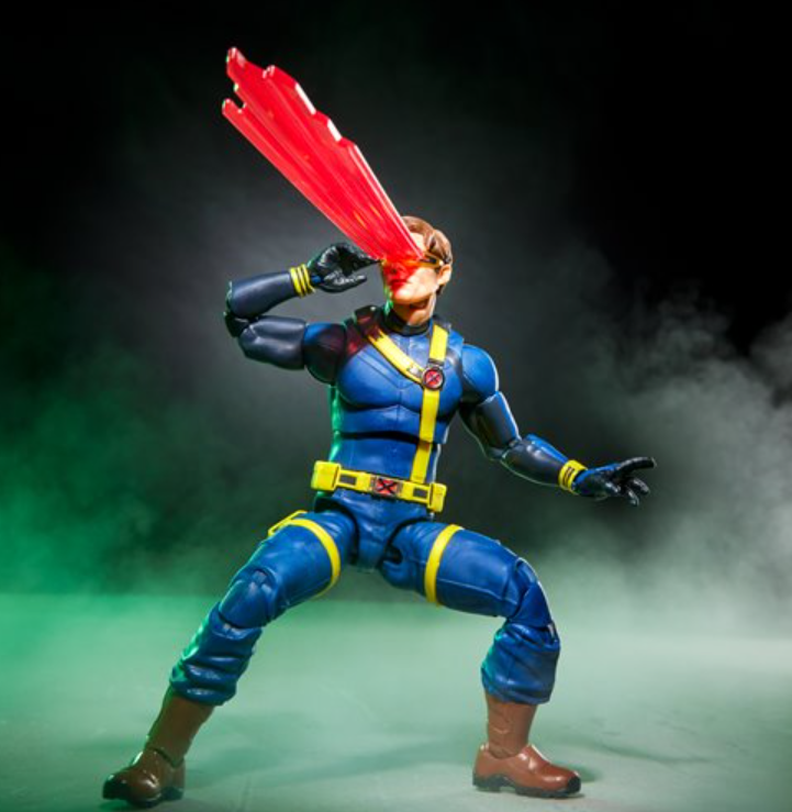 Avengers Doomsday Marvel Legends Cyclops action figure using optic blast effect