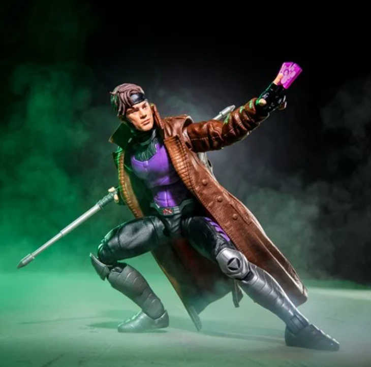 Avengers Doomsday Marvel Legends Gambit action figure in dynamic pose with kinetic card effect