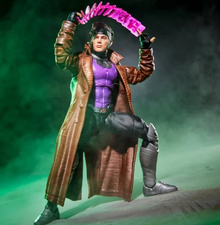 Avengers Doomsday Marvel Legends Gambit action figure posed with kinetic playing-card effect