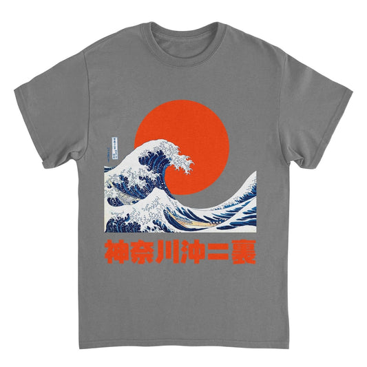 Hokusai Great Wave Graphic T-Shirt – Japanese Art Streetwear Tee (Charcoal)