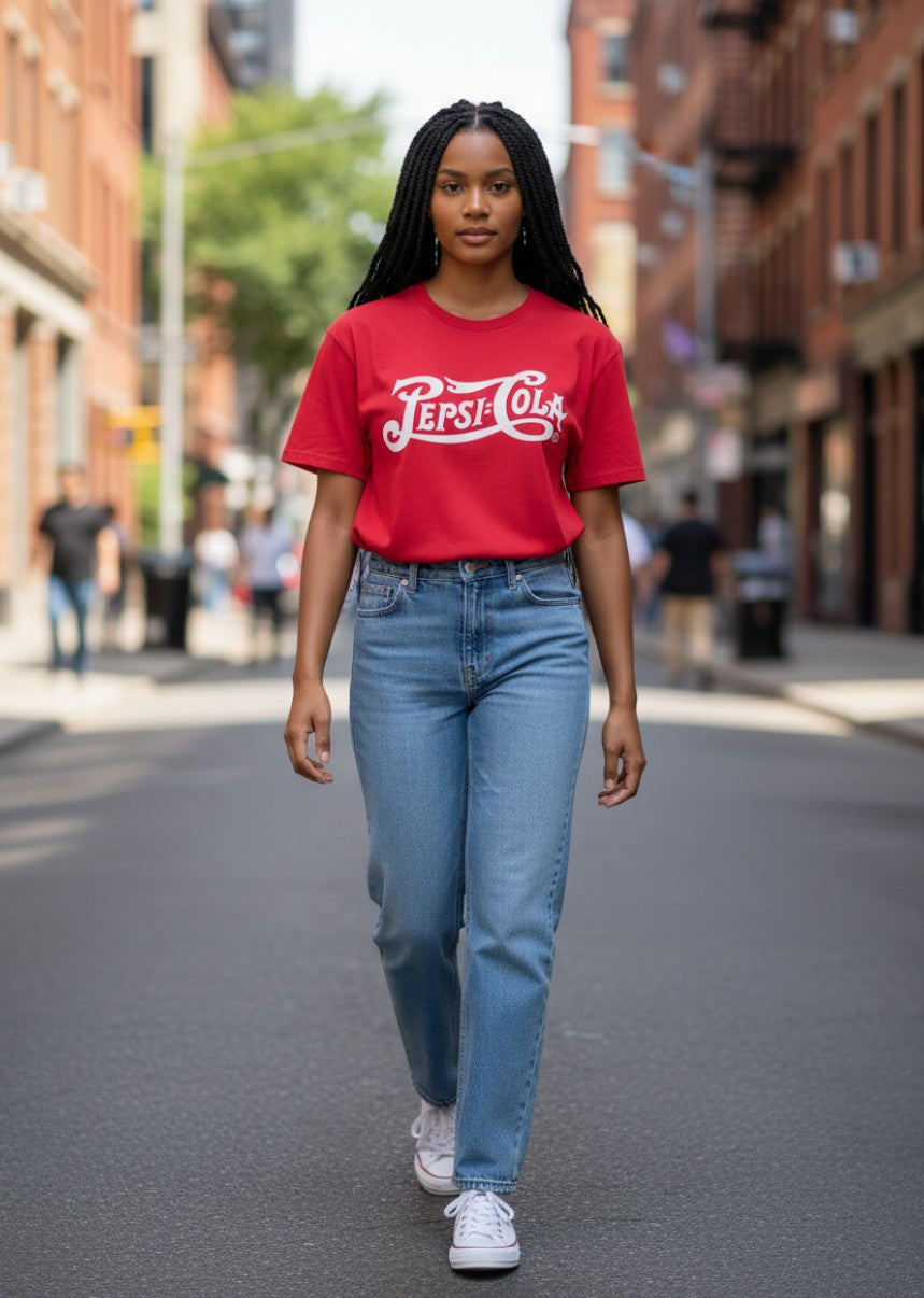 Pepsi Vintage Logo Invert Red T-Shirt - Unisex Fit