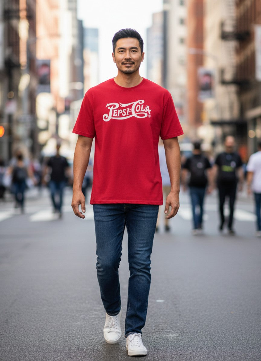 Pepsi Vintage Logo Invert Red T-Shirt - Unisex Fit