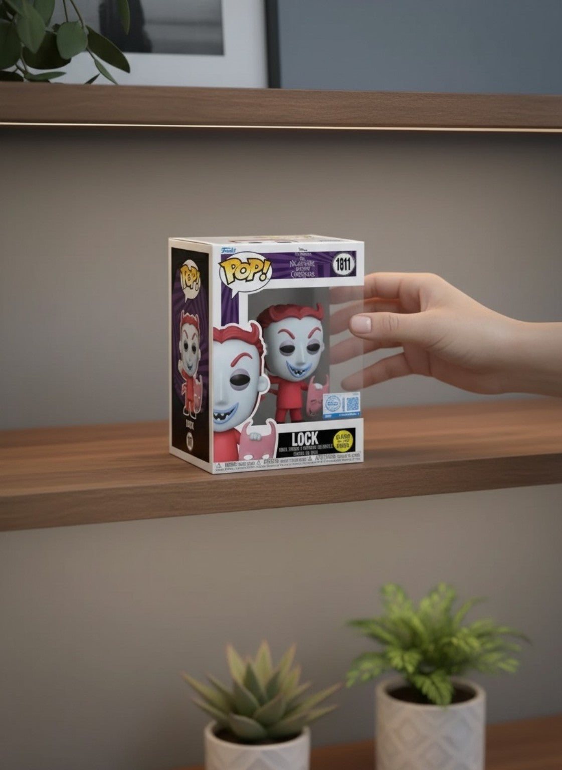 Funko Pop Lock 1811 from The Nightmare Before Christmas displayed on a collector shelf