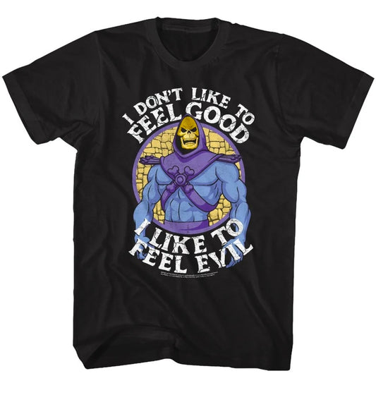 Skeletor “I Like to Feel Evil” Graphic T-Shirt | Masters of the Universe Retro Villain Tee | Unisex Collector Shirt