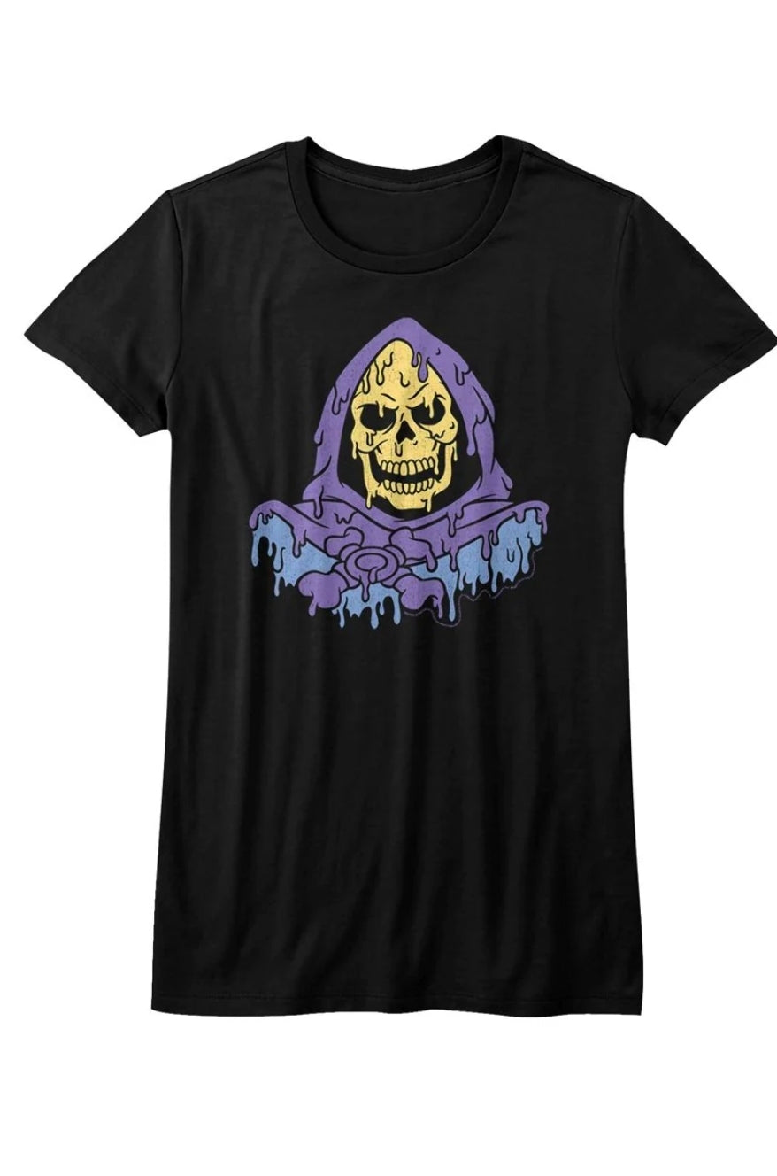 Masters of the Universe Melty Skeletor Graphic T-Shirt - Retro 80s MOTU Apparel